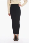 Balenciaga Black Maxi Tube Wool Skirt With Slit