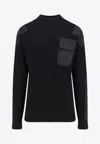 Balenciaga Ribbed Knit Military Sweater In Black