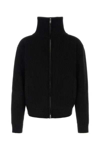 Balenciaga Ribbed Knit Sweater In Black