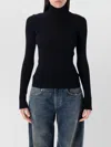 Balenciaga Ribbed Lace-up Back Turtleneck With Long Sleeves In Black