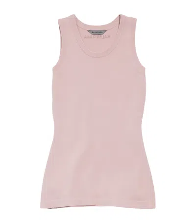 Balenciaga Ribbed Logo Tank Top In Pink