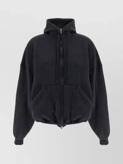 Balenciaga Distressed Graphic Hoodie In 1134 Washed Out Black