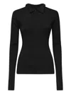 Balenciaga Long-sleeved Polo Shirt In Black