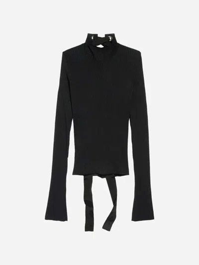 BALENCIAGA BALENCIAGA RIBBED SWEATER WITH LACES
