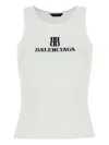 Balenciaga Ribbed Viscose Blend Tank Top In White