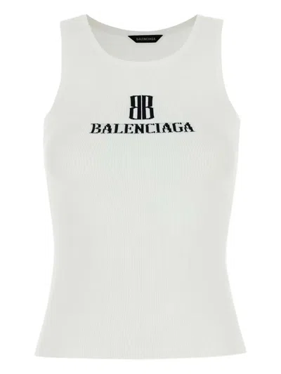 Balenciaga White Nano Bb Tank Top