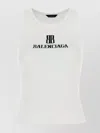 Balenciaga Ribbed Texture Sleeveless Tank Top In White