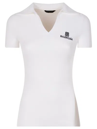 BALENCIAGA BALENCIAGA RIBBED V-NECK SHORT-SLEEVED POLO SHIRT CLOTHING