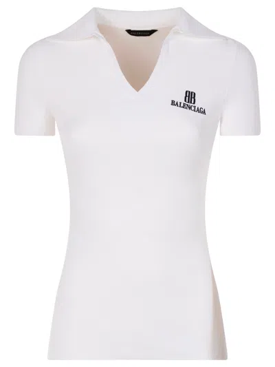 BALENCIAGA RIBBED V-NECK SHORT-SLEEVED POLO SHIRT