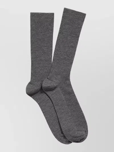 Balenciaga Ribbed Wool Socks In Gray