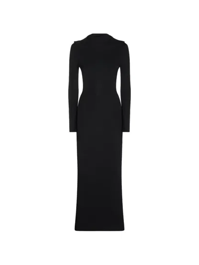 Balenciaga Ribbed-knit Zip-detail Dress In Black