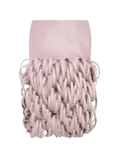 Balenciaga Fluffy Feather-trim Wool Pencil Midi Skirt In Purple