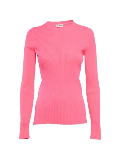 Pre-owned Balenciaga Rib-knit Sweater In Pink