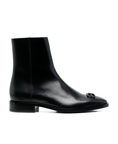 Balenciaga Rim Leather Ankle Boots In Black