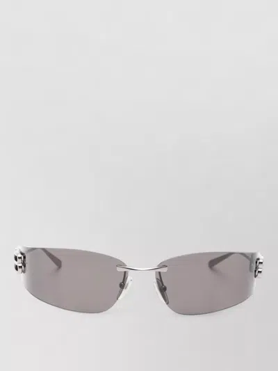 Balenciaga Rimless Rectangle Frame Sunglasses Metal Temples In Orange