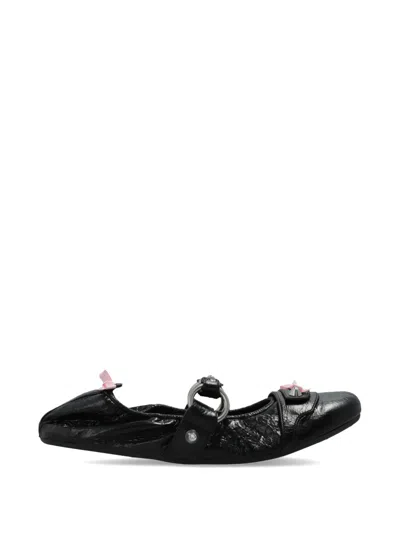 Balenciaga City Black Ballet Flats In Arena Lambskin Leather