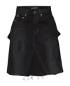 Balenciaga Rip-detail A-line Denim Skirt In Black