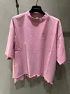 Balenciaga Ripped Crew Neck T-shirt In Pink
