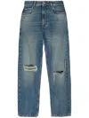 Balenciaga Buckle Loose Fit Straight Leg In Blue