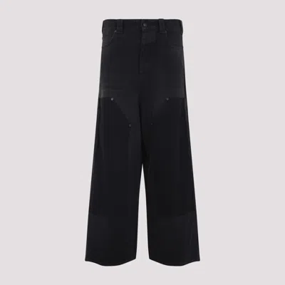 Balenciaga Baggy Ripped Off Denim Pants In Black