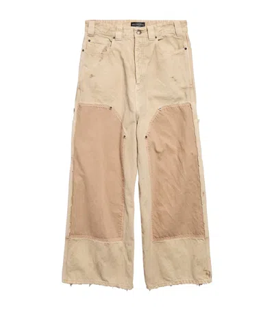 BALENCIAGA RIPPED-OFF WIDE-LEG TROUSERS
