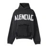 Balenciaga Black Hoodie With Logo Lettering On The Front And Logo Print On The Back In Cotton Man In Black