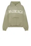 Balenciaga Tape Type Ripped Pocket Large Fit Fleece Hoodie In Green