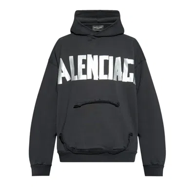 Pre-owned Balenciaga Ripped Pocket Hoodie 'faded Black/silver'