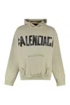 Balenciaga Tape Type Ripped Pocket Large Fit Fleece Hoodie In Green