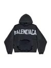 Balenciaga Black Hoodie With Logo Lettering On The Front And Logo Print On The Back In Cotton Man