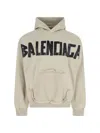 Balenciaga Ripped Pocket Tape Type Hoodie In Gray