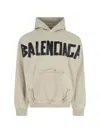 Balenciaga Ripped Pocket Tape Type Hoodie In Gray
