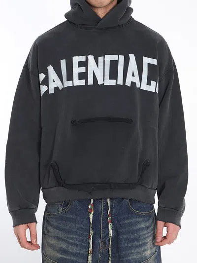 BALENCIAGA RIPPED POCKET TAPE TYPE HOODIE