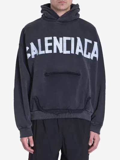 BALENCIAGA RIPPED POCKET TAPE TYPE HOODIE