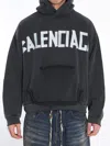 Balenciaga Black Hoodie With Logo Lettering On The Front And Logo Print On The Back In Cotton Man In Grey