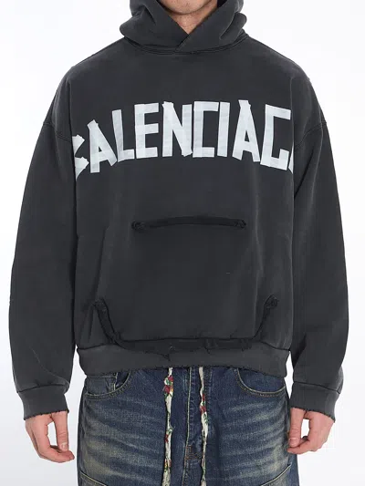 BALENCIAGA RIPPED POCKET TAPE TYPE HOODIE