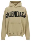 Balenciaga Tape Type Ripped Pocket Large Fit Fleece Hoodie In Nude