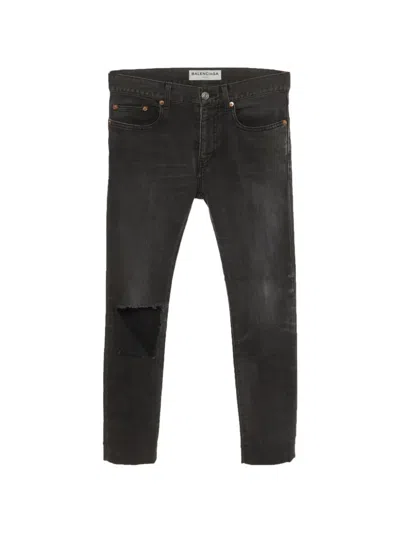 Pre-owned Balenciaga Ripped Skinny Jeans In Gray