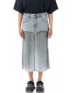 Balenciaga Ripped Off Denim Midi Skirt