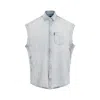Balenciaga Light Blue Ripped Sleeve Cotton Shirt