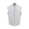 Balenciaga Light Blue Ripped Sleeve Cotton Shirt In Blue