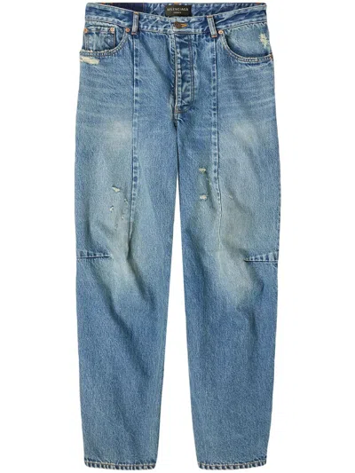 Balenciaga Ripped Tapered Jeans In Blue