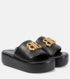 Balenciaga 80mm Bb Shiny Leather Slide Sandals In Black/gold