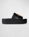 Balenciaga 80mm Bb Shiny Leather Slide Sandals In Black
