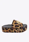 Balenciaga Rise Bb Leopard Flatform Sandals In Brown