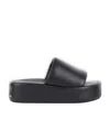 Balenciaga Rise Logo-print Leather Platform Slides In Black