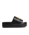 Balenciaga 80mm Bb Shiny Leather Slide Sandals In Black
