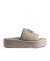 Balenciaga 80mm Bb Shiny Leather Slide Sandals In Nude
