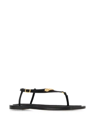 Balenciaga Suede Riva Thong Sandals Flat Sole In Animal Print