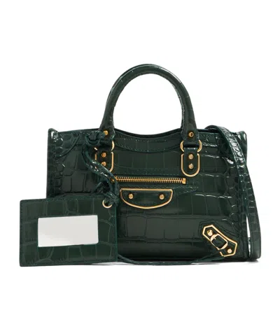 Balenciaga Rivet Clasp Shoulder Bag In Green